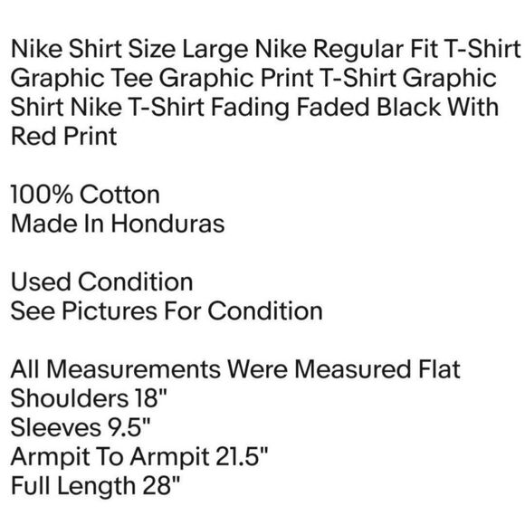 Nike Shirt Size Large Nike Regular Fit T-Shirt Graphic Tee Graphic Print T-Shirt - Picture 2 of 5